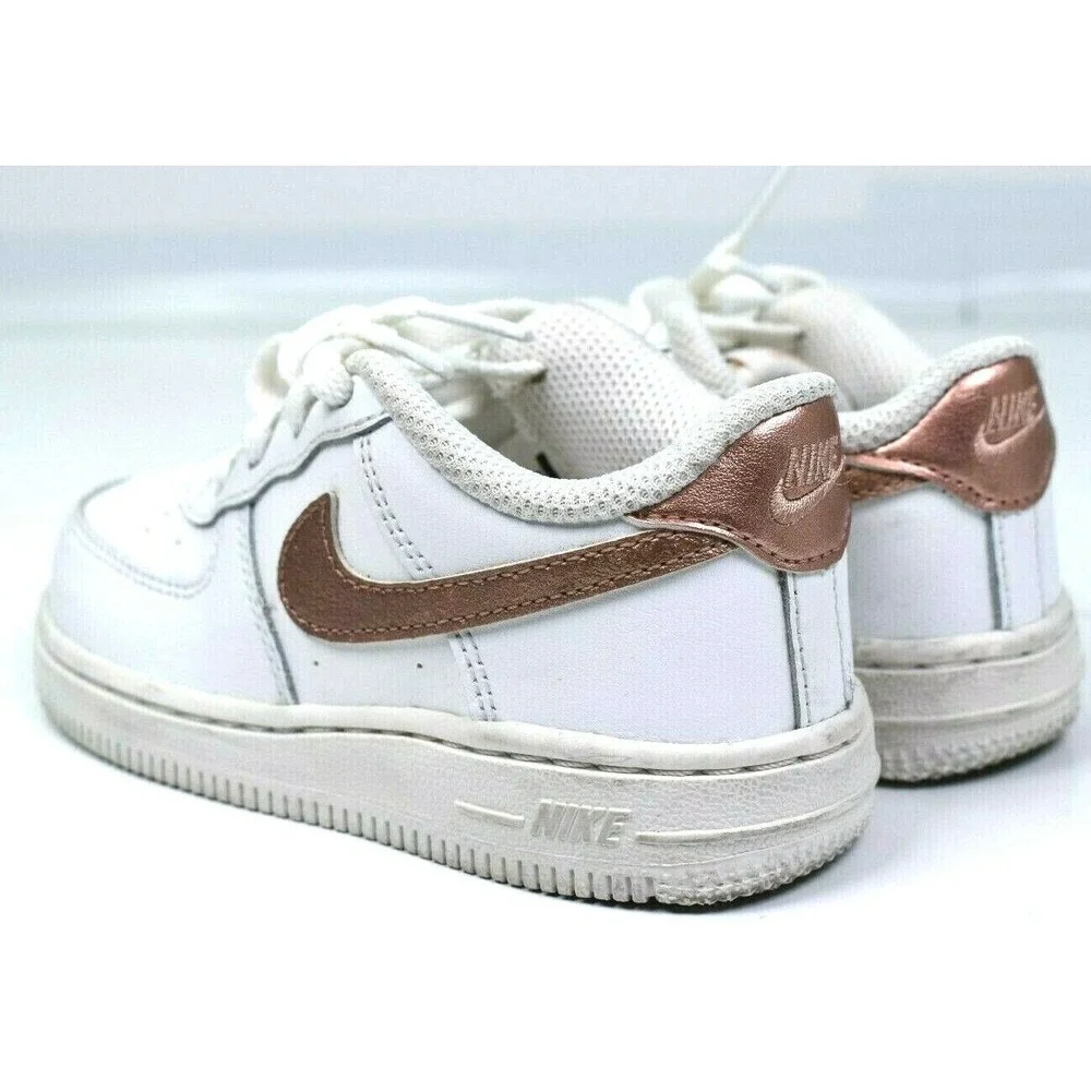 Nike Air Force 1 (TD) White and Bronze Toddler Shoes Size 8c